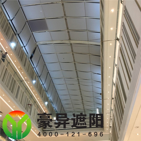 商场玻璃建筑外遮阳电动天幕棚遮阳帘给你舒适的购物环境